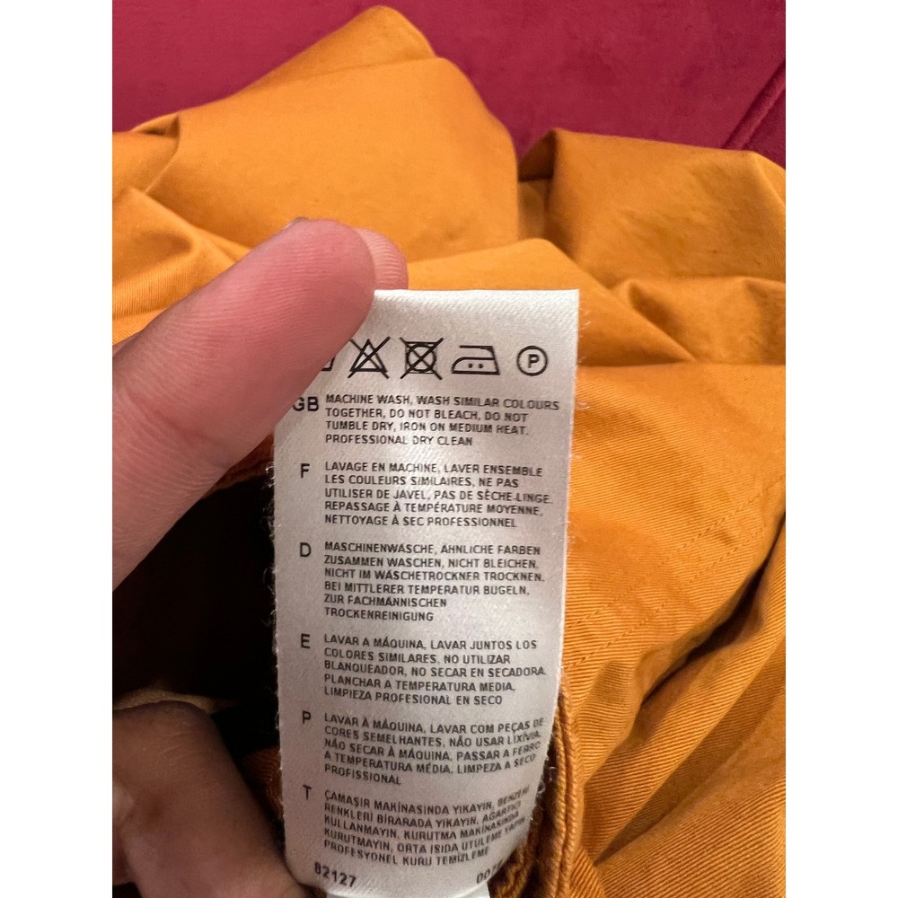 Fred Perry Chino Pants Mens 36 Orange Cotton Straight Leg Mustard Twill Trousers - Picture 7 of 12